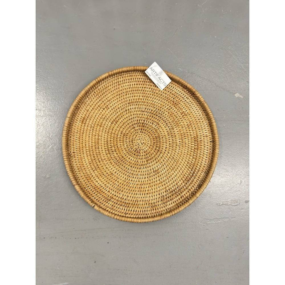 Artifacts Trading Company Hand Woven Rattan Tray 16" Coastal Home Decor NEW - Picture 3 of 7